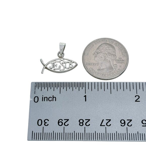 Vintage Sterling Silver 925 Ichthys Jesus Fish Pendant - Picture 5 of 6